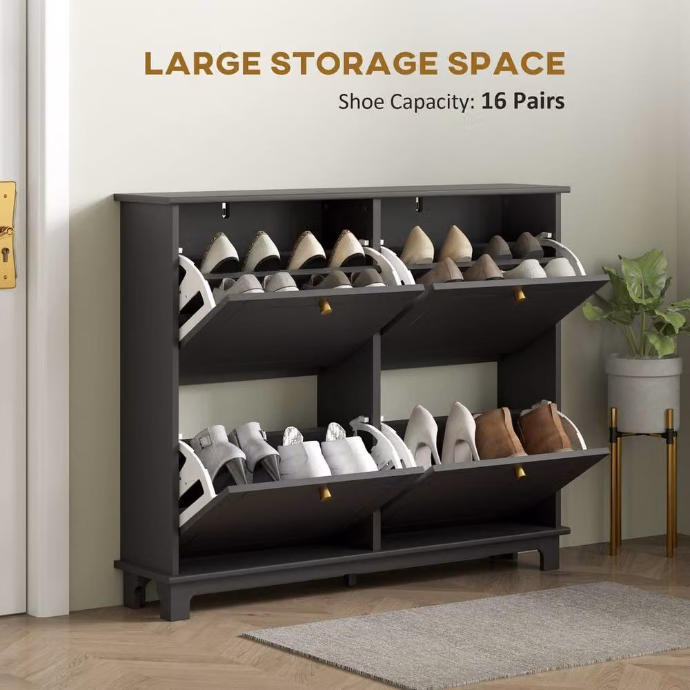 EONLION Black and Gold Modern Storage Cabinet with 4 Flip Drawers – 3