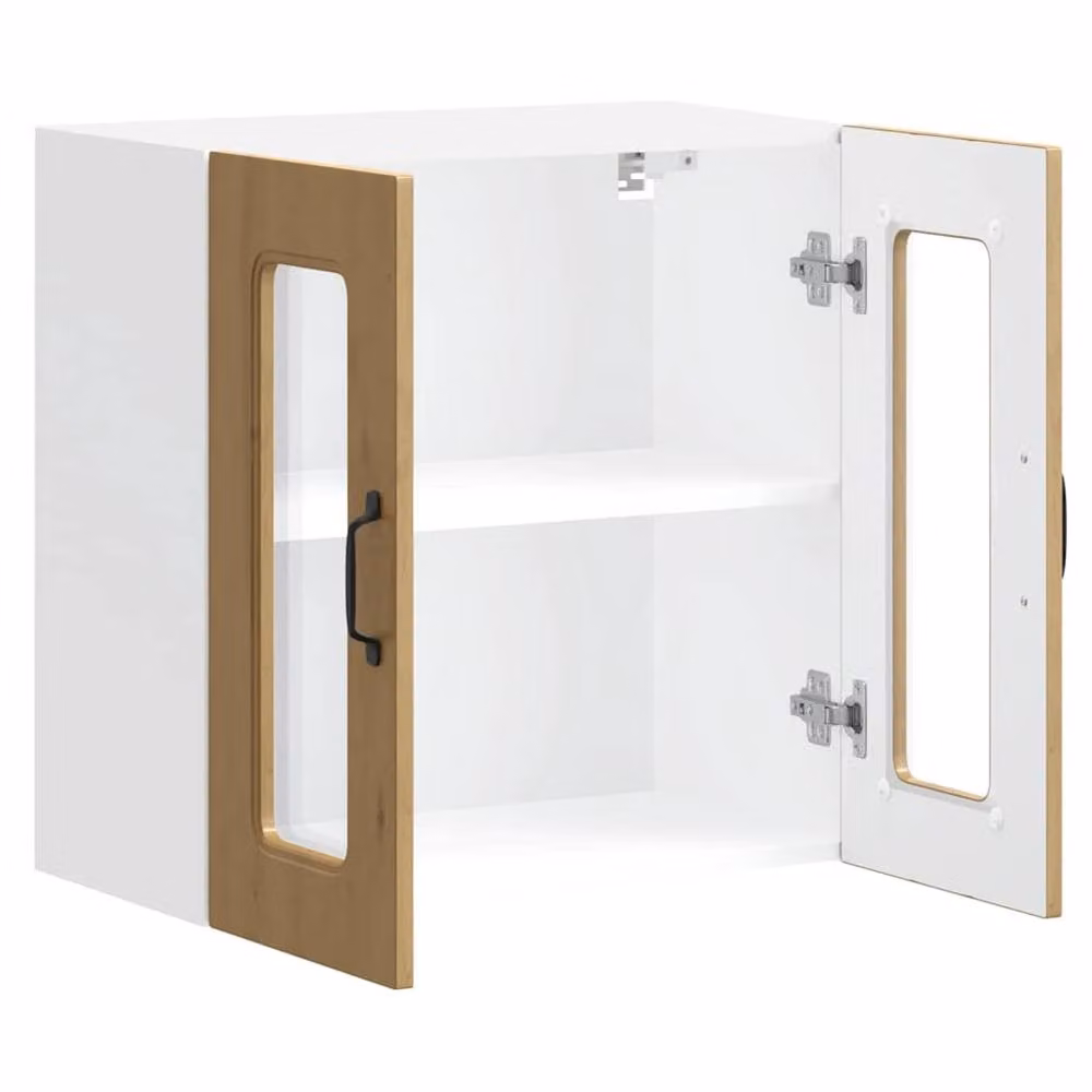 Berkfield Home Lucca High Gloss Kitchen Wall Cabinet with Glass Doors in White and Brown – 2