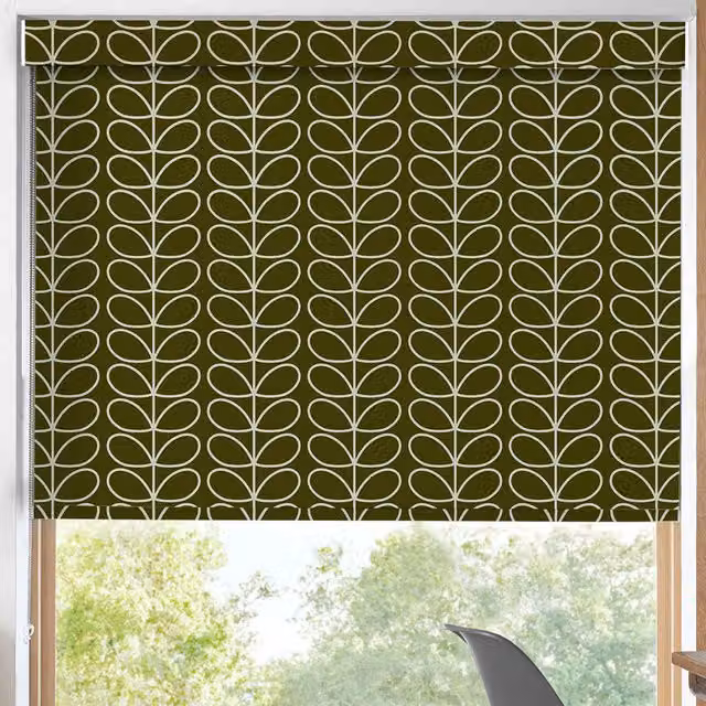 Orla Kiely Linear Stem Made to Measure Blackout Roller Blind in Kelp