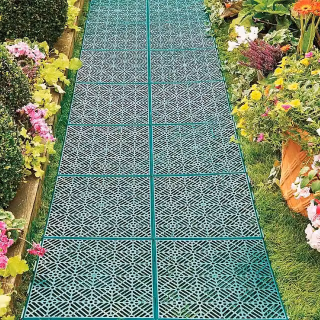 Garden Mile 5pc Green Plastic Garden Decking Tiles