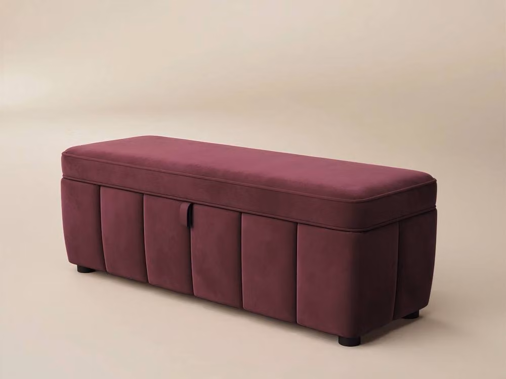 Solace+Co Emilie Upholstered Blanket Box in Burgundy Red, W/D/H: 119.0 x 43.0 x [Not Specified] cm – 3
