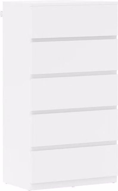 HOMCOM Modern 5-Drawer Chest of Drawers with Soft-Close Drawers in White – 1