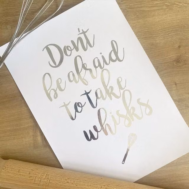 Sweet Little Gems Kitchen Quote Typography Paper Poster in Silver and Multicolour