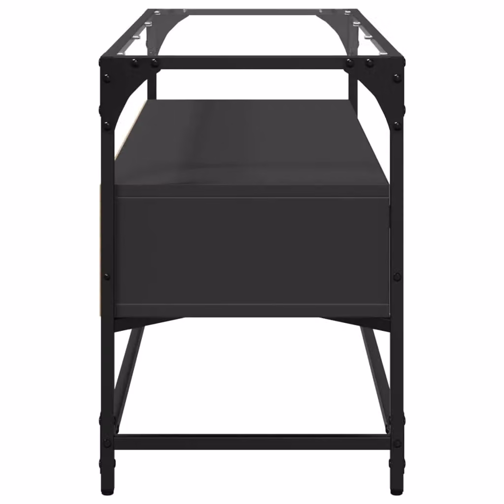 Berkfield Home Industrial TV Cabinet with Glass Top in Black, W/D/H: 98 x 35 x 51 cm – 3