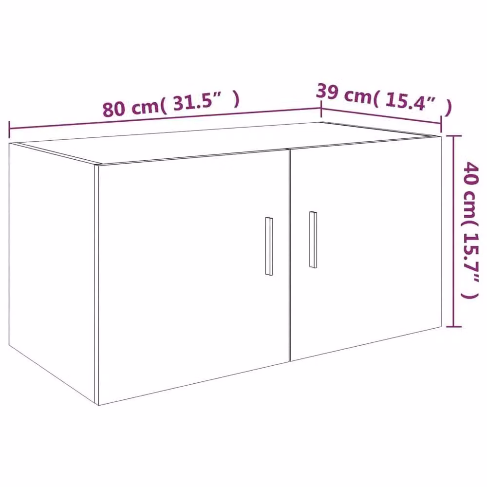 Berkfield Home Wall Mounted Smoked Oak Cabinet in Brown, W: 80 cm, D: 39 cm, H: 40 cm – 3