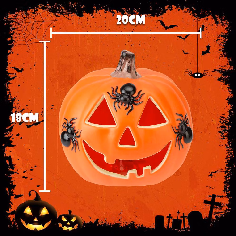 VFM e-Store Halloween Light Up Spider Pumpkin Tabletop Party Accessory, Orange – 2