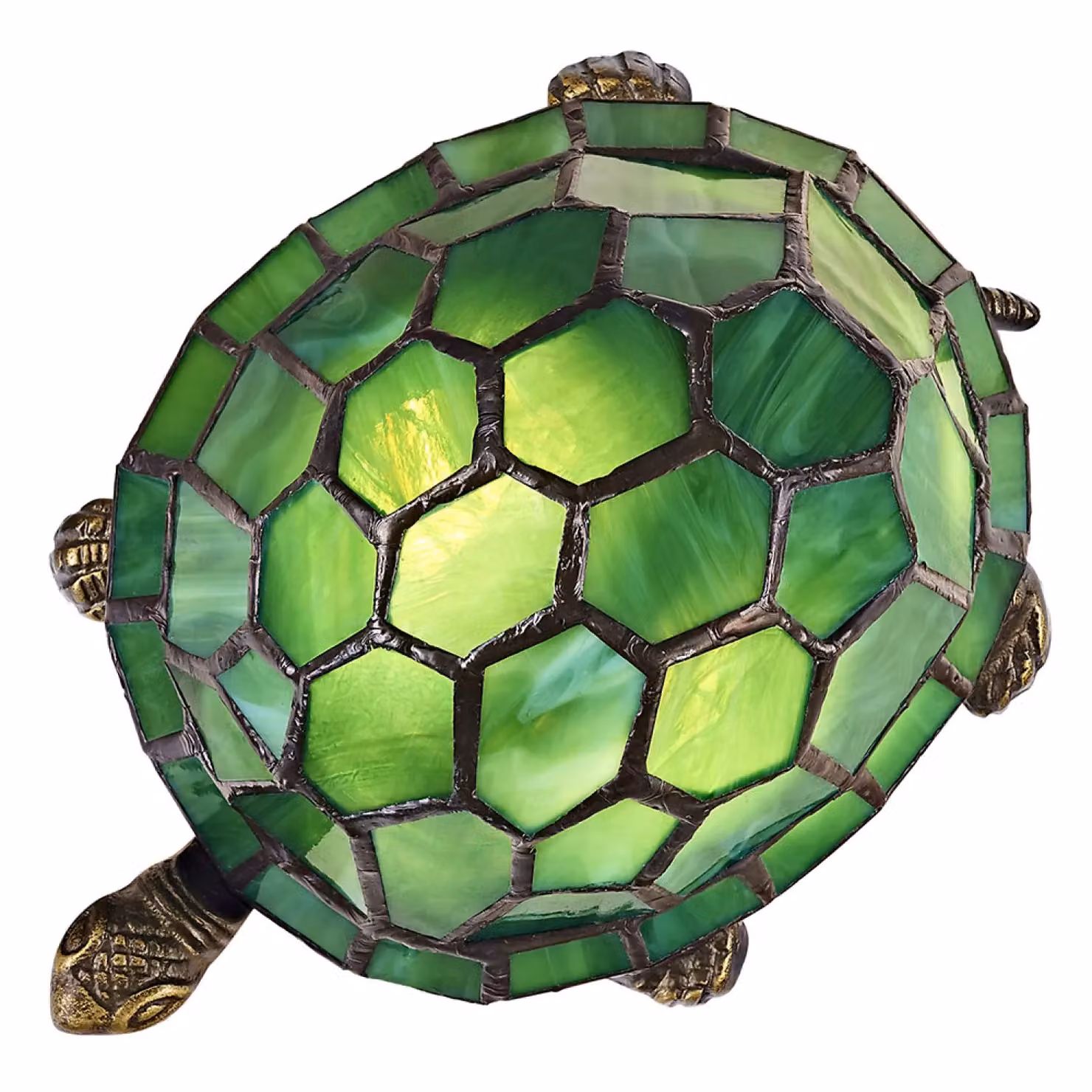 Happy Homewares Hand Crafted Tiffany Tabletop Lamp in Green and Bronze – 2