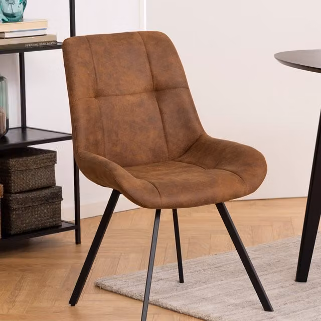 Furniture To Go Waylor Dining Chairs Set of 2 in Brown Fabric