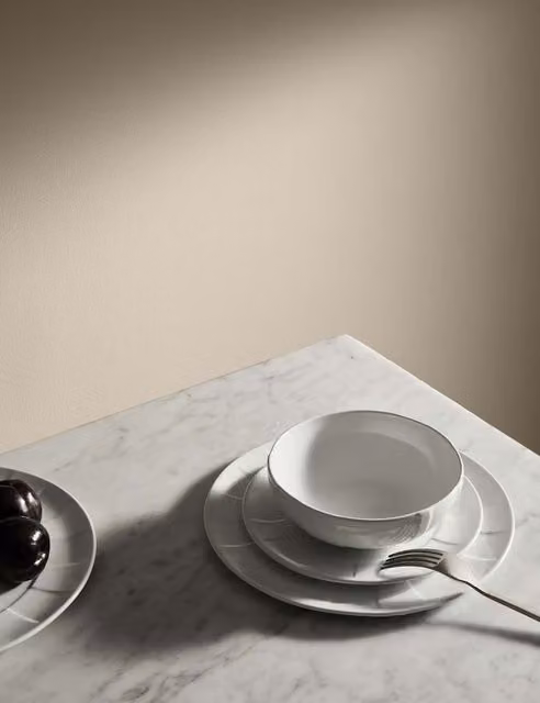 M&S x Kelly Hoppen 12 Piece White Textured Stoneware Dinner Set