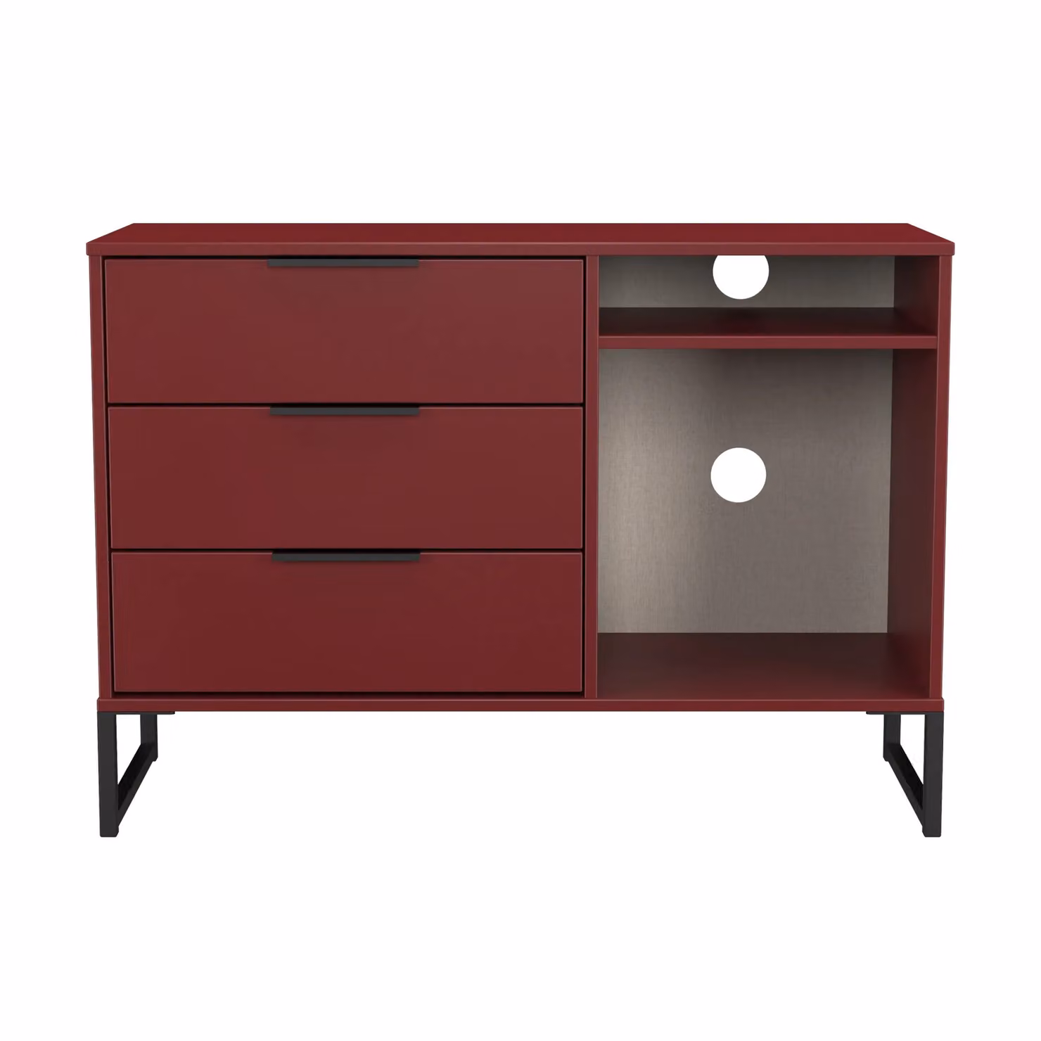 Ready Assembled 2 U Fuji Modern 3 Drawer TV Unit in Red – 2