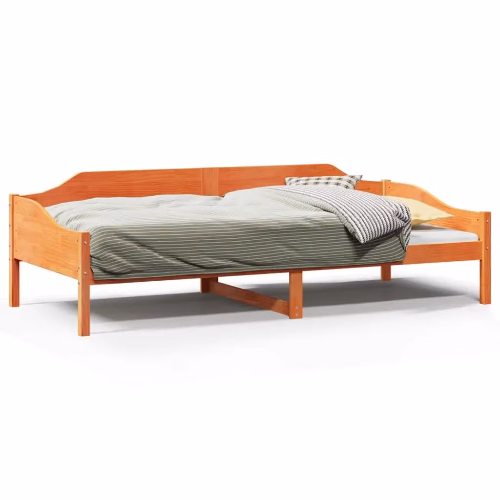Berkfield Home Single Solid Wood Pine Bed Frame in Wax Brown, W/D/H: 90 x 190 cm – 2