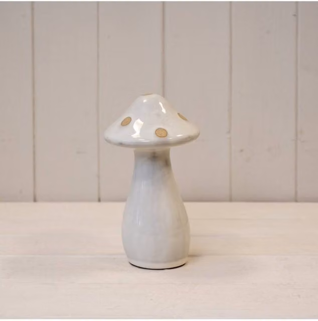 KDMD Small Cream Ceramic Mushroom with Sand Dots