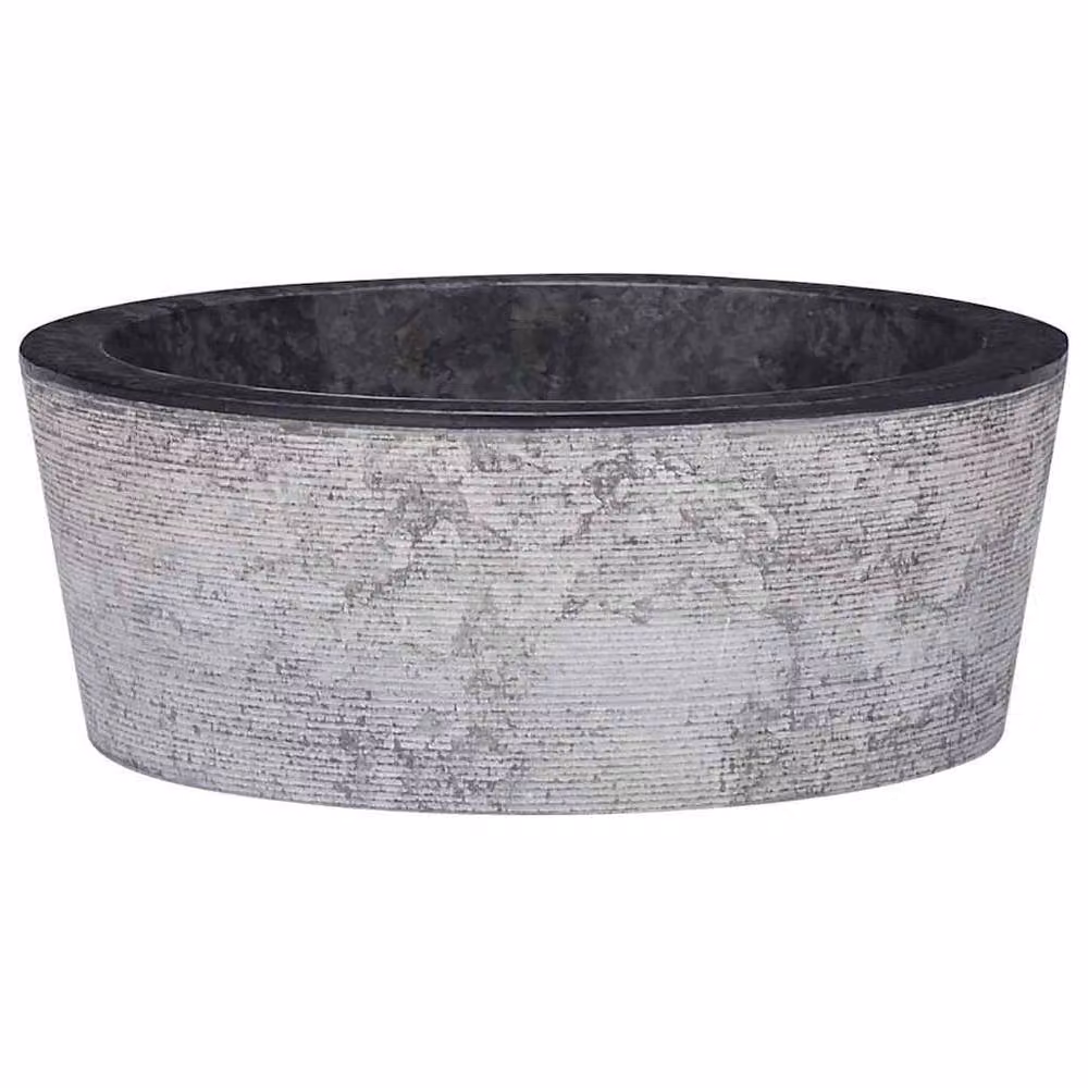 Berkfield Home Black Marble Round Sink W: 40 cm, D: 40 cm, H: 15 cm – 2