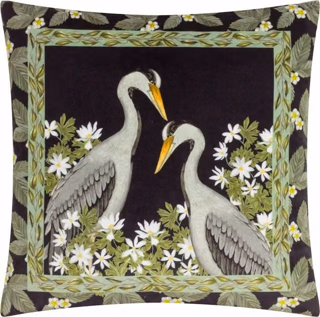 Wylder Nature Floral Velvet Square Cushion in Black
