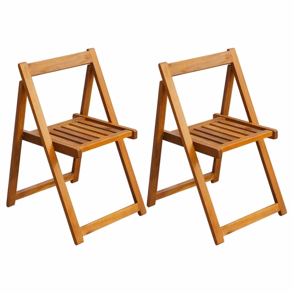 Berkfield Home Set of 2 Durable Folding Garden Chairs in Brown Oiled Acacia Wood – 2