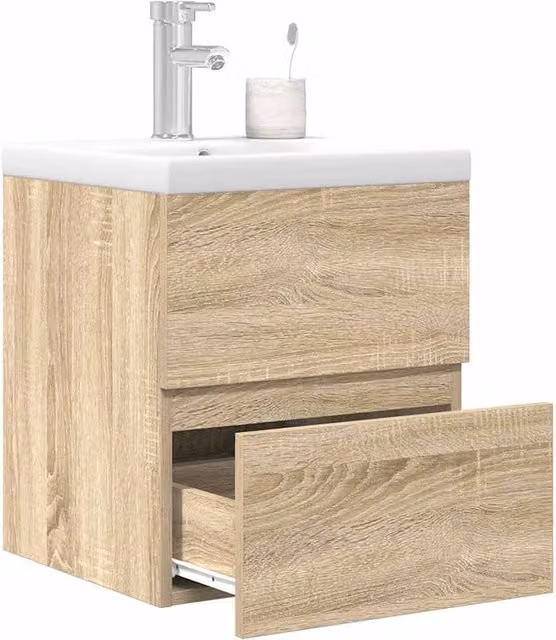 Berkfield Home 2 Piece Modern Bathroom Furniture Set in Sonoma Oak Brown