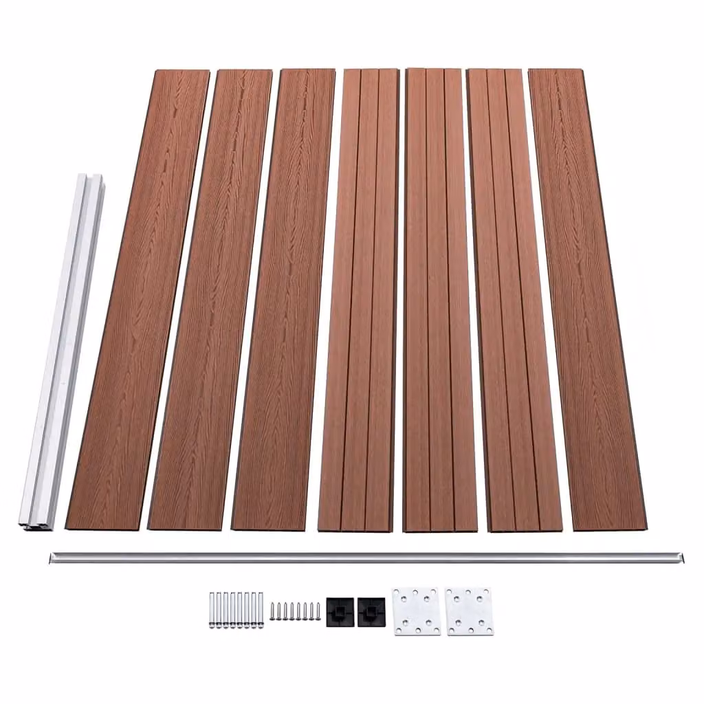 Berkfield Home WPC Fence Panel Set in Brown, W: 699 cm, H: 146 cm – 3