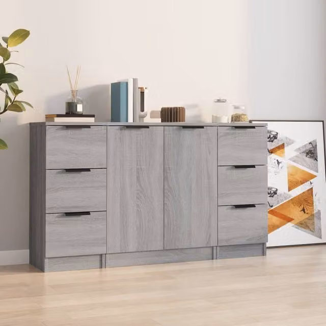 Berkfield Home 3-Piece Sideboard Set in Grey Sonoma Engineered Wood