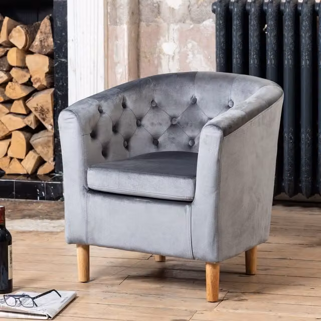 Artemis Home Clio Velvet Fabric Accent Chair in Grey