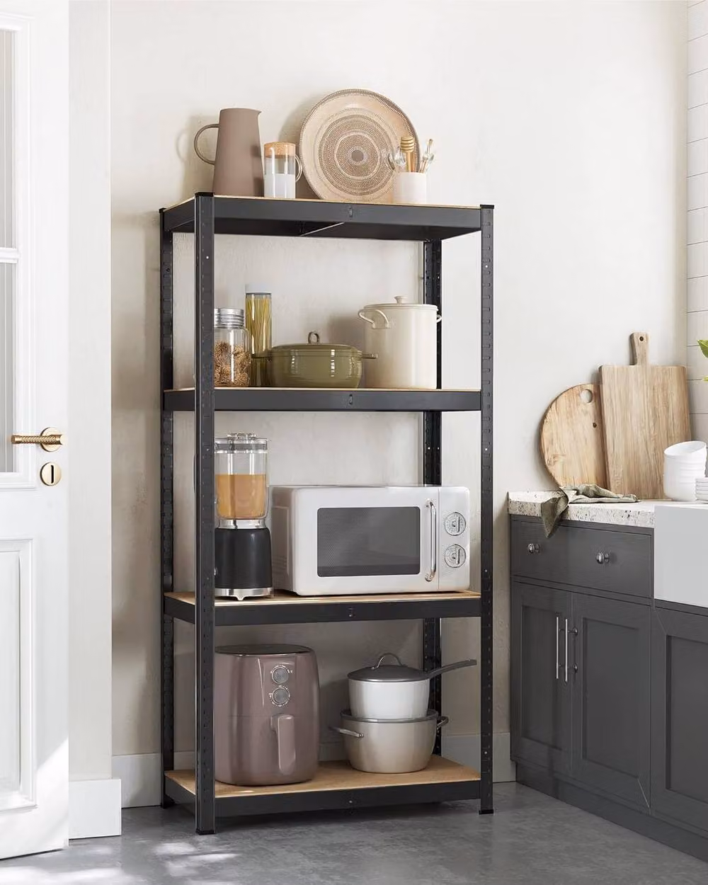 SONGMICS Boltless Garage Shelving Unit with 4 Adjustable Metal and MDF Shelves, Black, H 160.0 x W 80.0 cm – 2