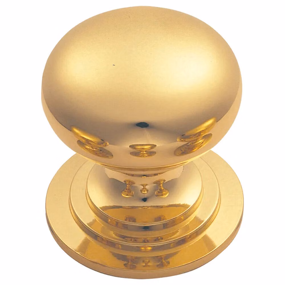 Loops Set of 4 Victorian Round Cupboard Door Knobs, Polished Brass, 42mm Diameter – 2