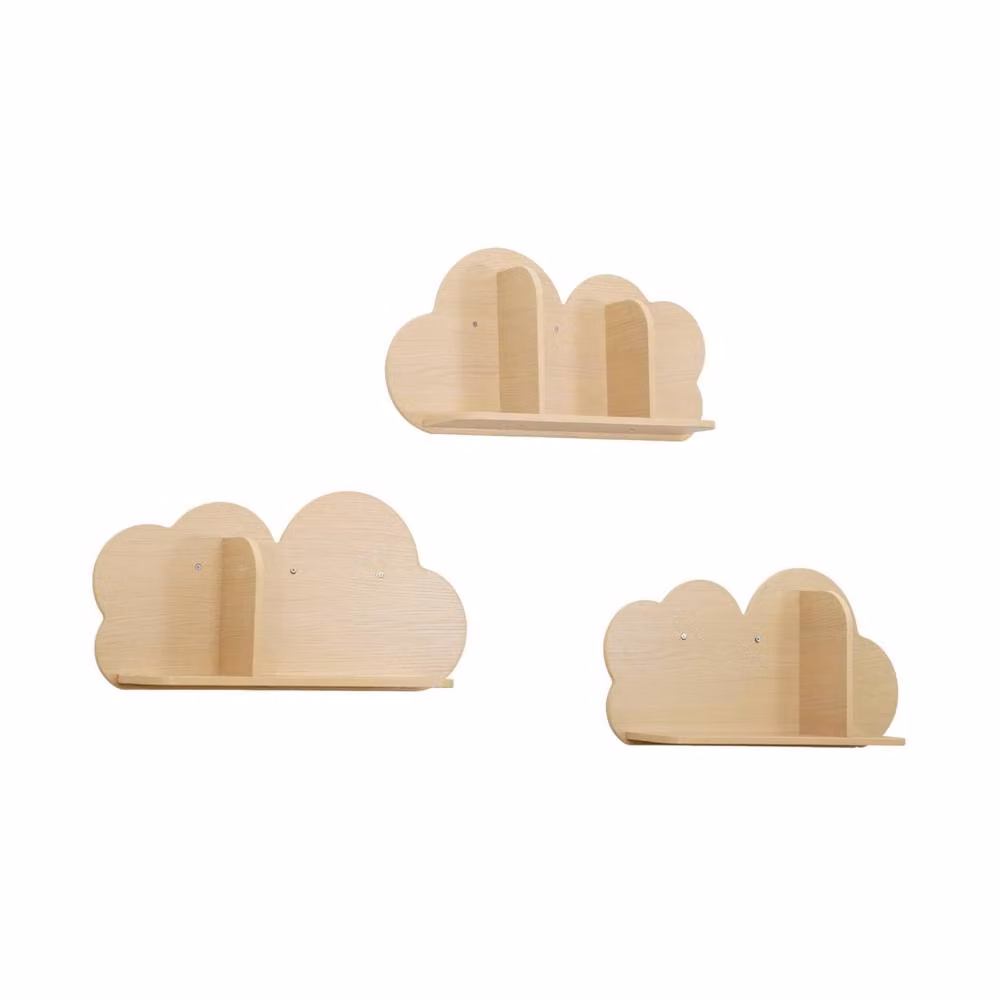 sweeek Set of 3 Cloud Wall Shelves for Children's Bedrooms in Beige – 2