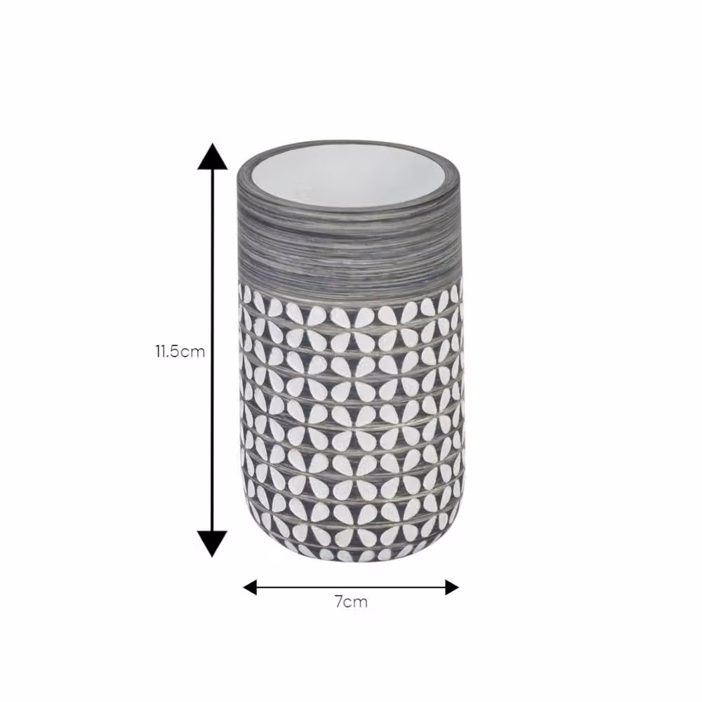 Showerdrape Ravello Bathroom Accessory Set with Soap Dish and Tumbler in Grey and White – 2