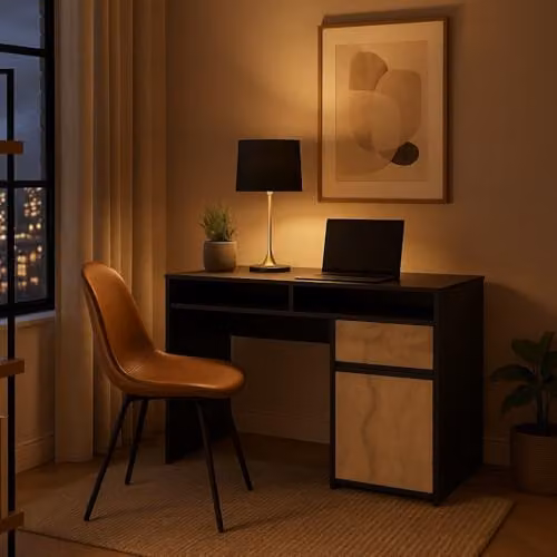 DECOROTIKA Isla Modern Computer Desk in Black, W: 100 cm, D: 55 cm, H: 74 cm – 3