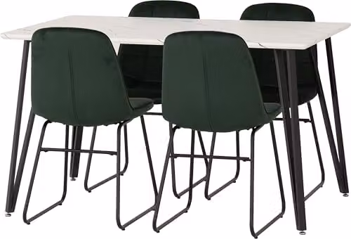 Seconique Marlow and Lukas Dining Set in White and Green – 3