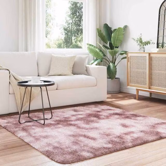 Berkfield Home NAVARRA Shaggy High Pile Rug, Dusty Pink, W/D/H: 160 x 160 x 3.5 cm – 1