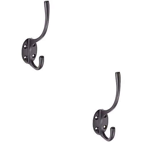 Loops 2 Pack Victorian Hat and Coat Hooks on Oval Backplate in Matt Black, 64mm Projection
