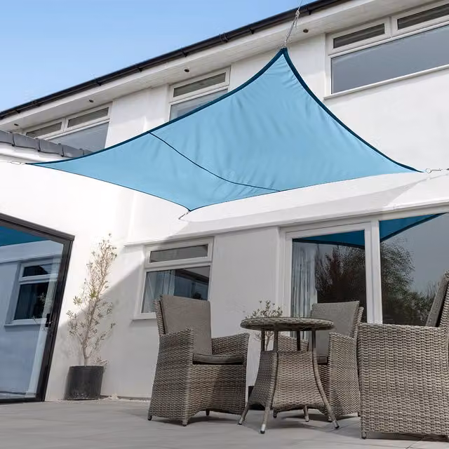 Kookaburra Rectangular Waterproof Sun Shade Sail, Blue, W: 400 cm, D: 300 cm, H: 300 cm