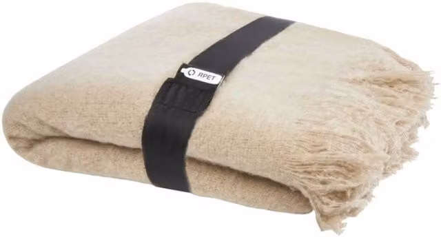 Seasons Faux Mohair Blanket in Beige with Fringes, W/D/H: 152 x 127 x 1 cm