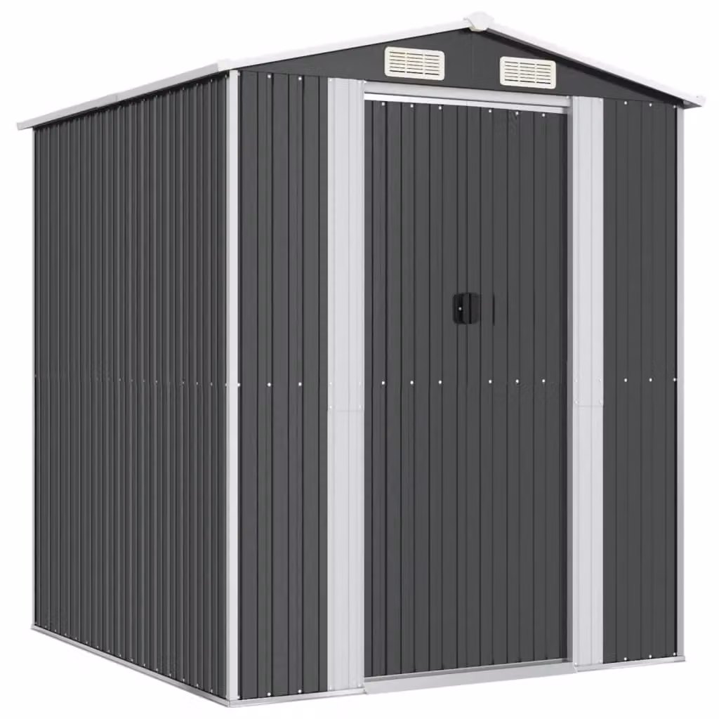 Berkfield Home Modern Garden Shed in Anthracite and Black Galvanised Steel, W/D/H: 192 x 191 x 223 cm – 2