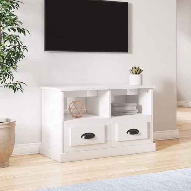Berkfield Home High Gloss White TV Cabinet W/D/H: 80 x 35 x 50 cm