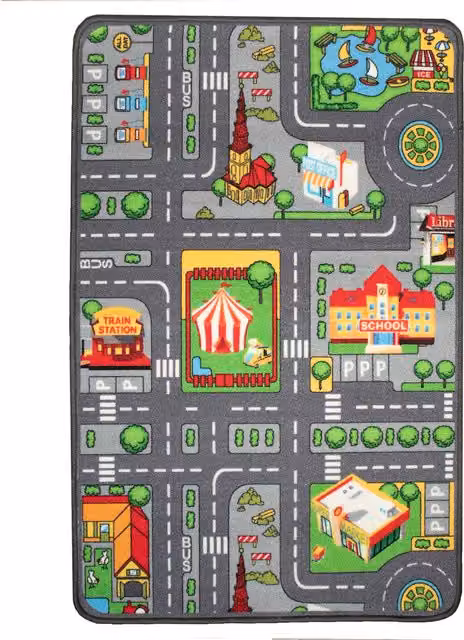 Roseley Multicolour Kids City Road Map Play Rug