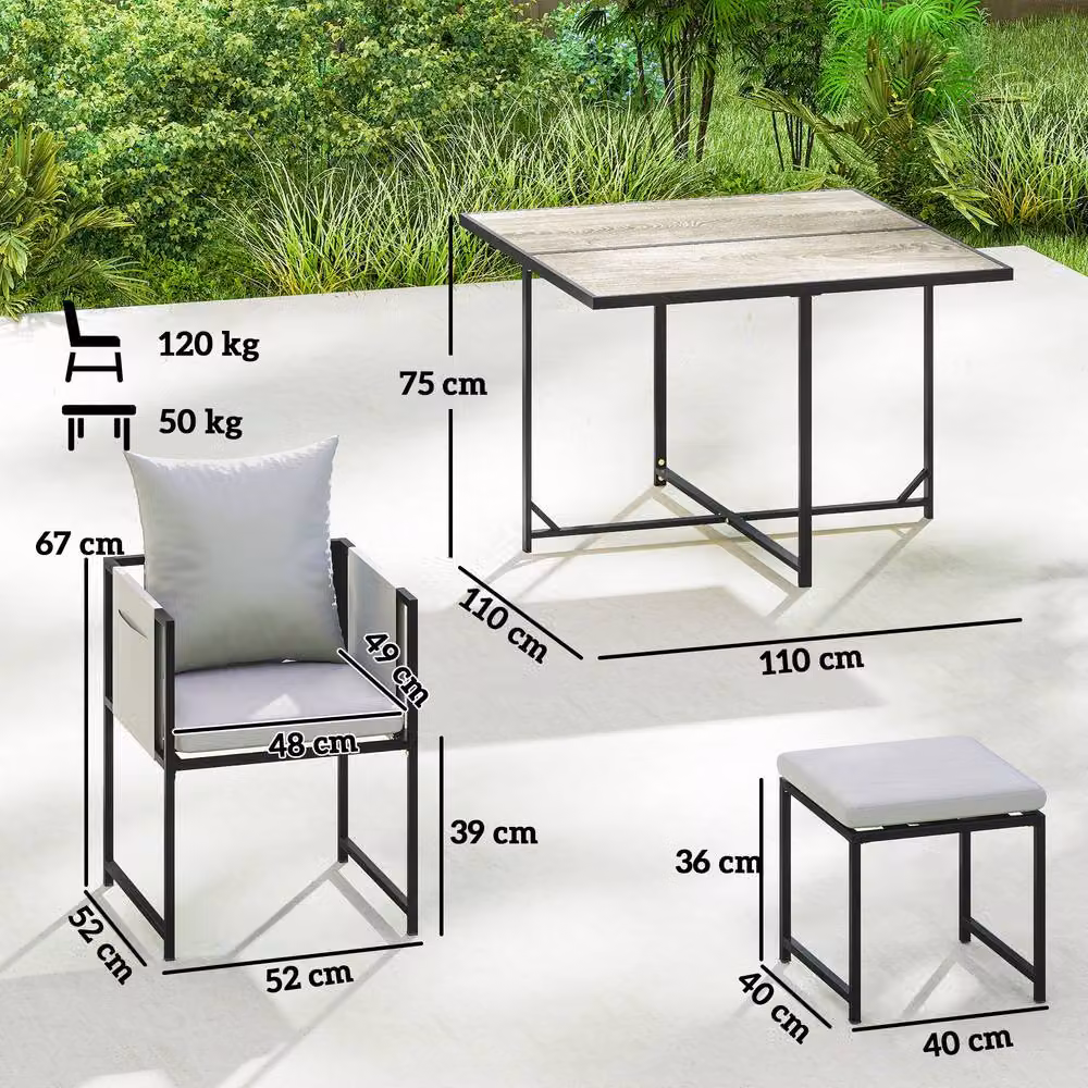 Outsunny 9 Piece 8 Seater Cube Garden Dining Set with Cushions in Dark Grey – 6