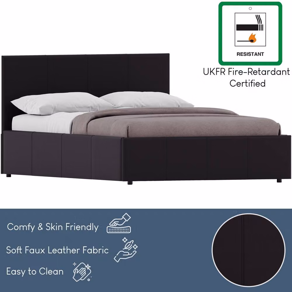 HD Designs Lisbon King Size Ottoman Bed Frame in Brown Synthetic Leather – 5