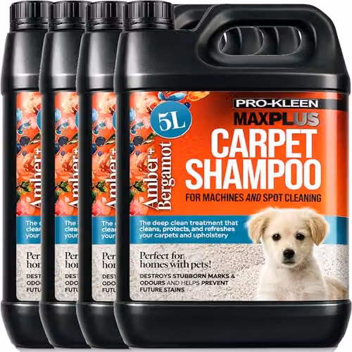 Pro-Kleen MAXPLUS Carpet Shampoo Cleaner with Amber and Bergamot Fragrance, 4 x 5 l – 1