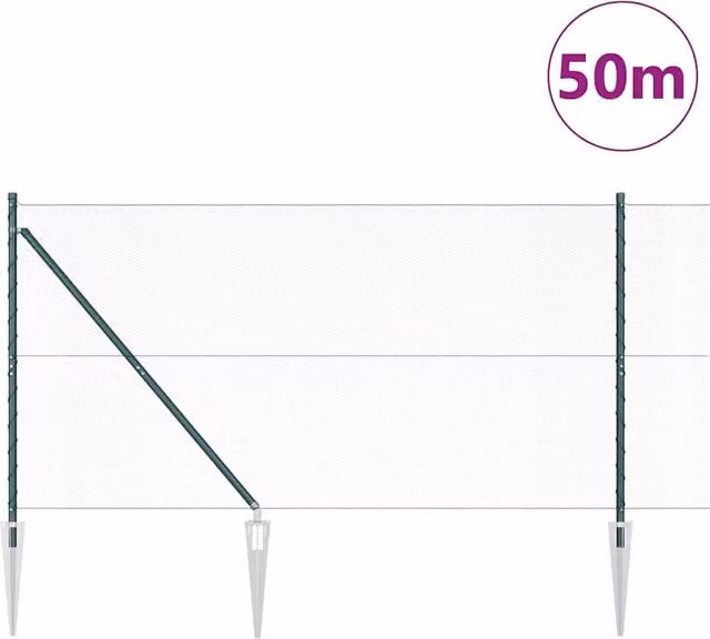 Berkfield Home Green Powder-Coated Steel Hexagon Fence, H: 140 cm x L: 50 m – 1