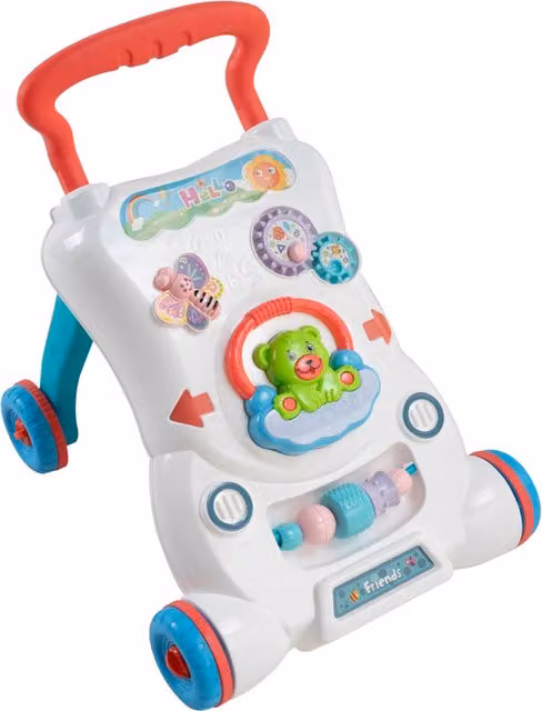 Kidkid 2-in-1 Push Along Baby Walker with Music and Light in Red and Multicolour