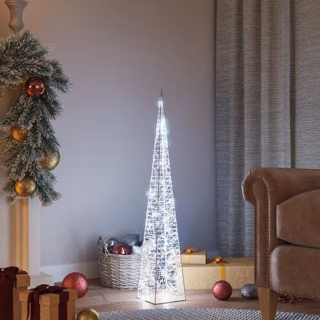 Berkfield Home Acrylic Decorative LED Light Cone in White and Multicolour, Height: 90 cm – 1