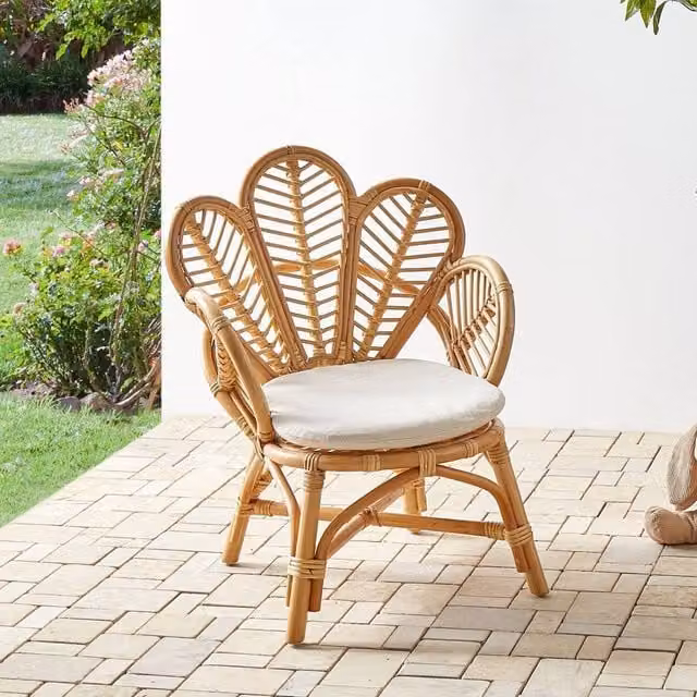 Wyld Haus Peacock Kids Chair in Brown Natural Rattan, W/D/H: 58 x 55 x 70 cm