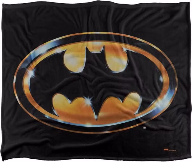 Batman 1989 Logo Super Soft Silky Touch Throw Blanket, White, W: 152 cm, D: 127 cm