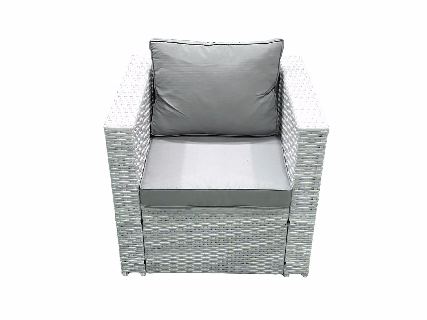 Fimous 5 Seater Rattan Garden Furniture Set in Light Grey with 3 Seater Sofa, 2 Chairs and Square Coffee Table – 2