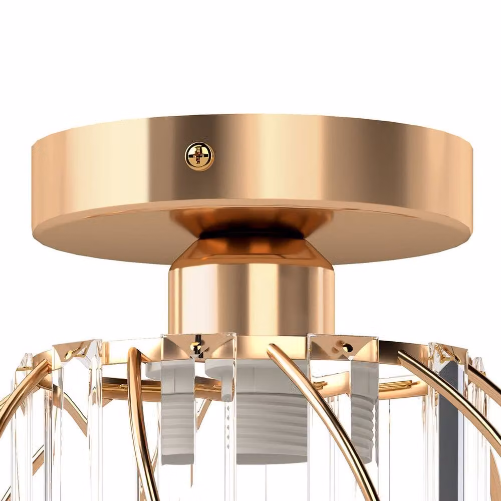 Emitto Modern Crystal Semi Flush Mount Ceiling Light in Gold/Brass – 3