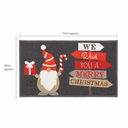 JVL Premium Christmas Gonk Mat and Runner Set, Multicolour, Non-Slip and Washable – 3