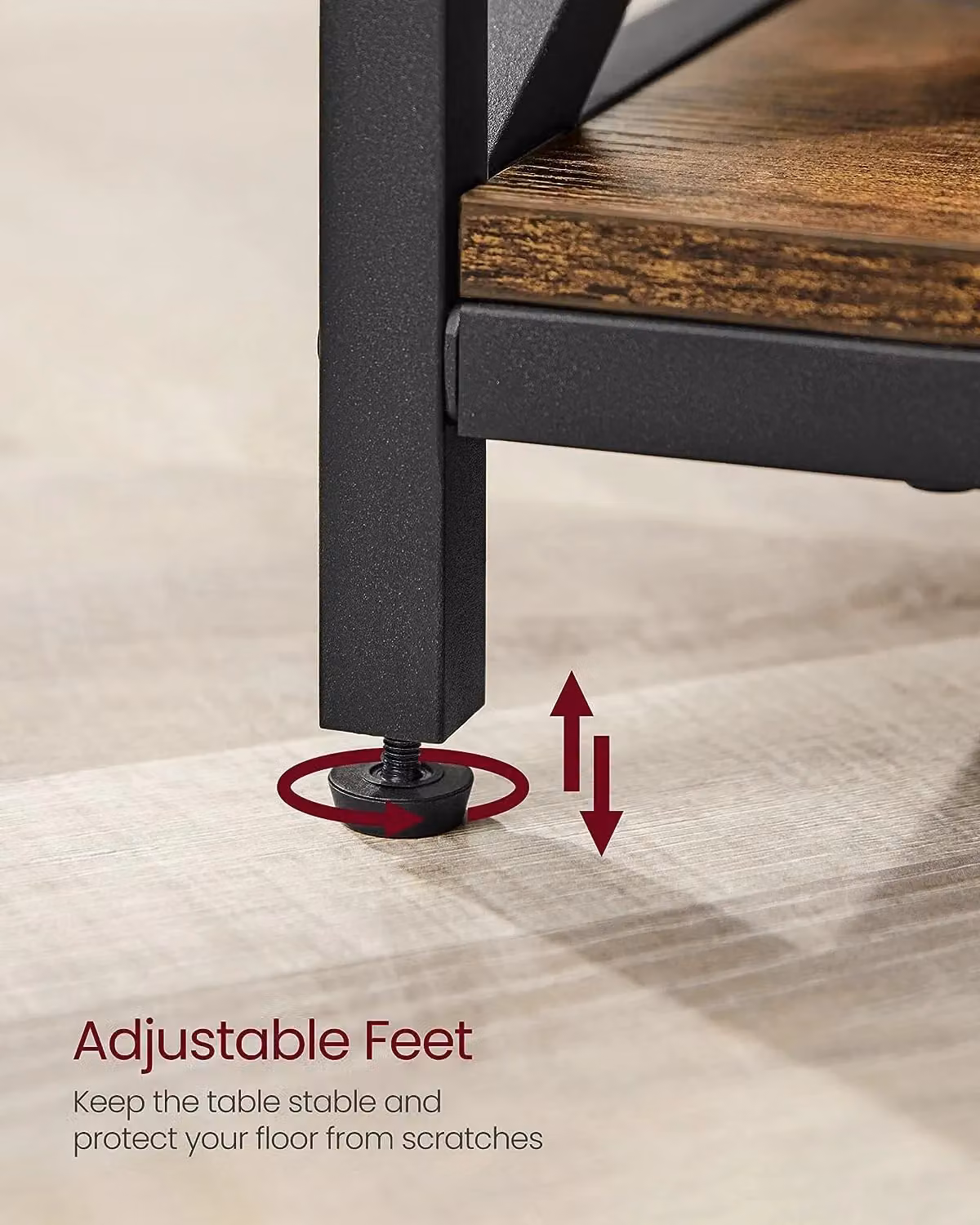 VASAGLE Brown Industrial Lift-Top Coffee Table with Height Adjustable Tilting Top and X-Shaped Metal Frame – 7