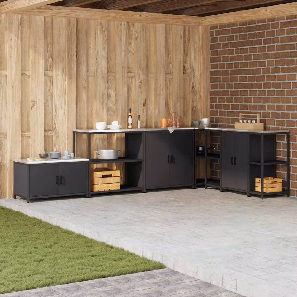 Berkfield Home Black Matt Steel Kitchen Storage Shelf – 2