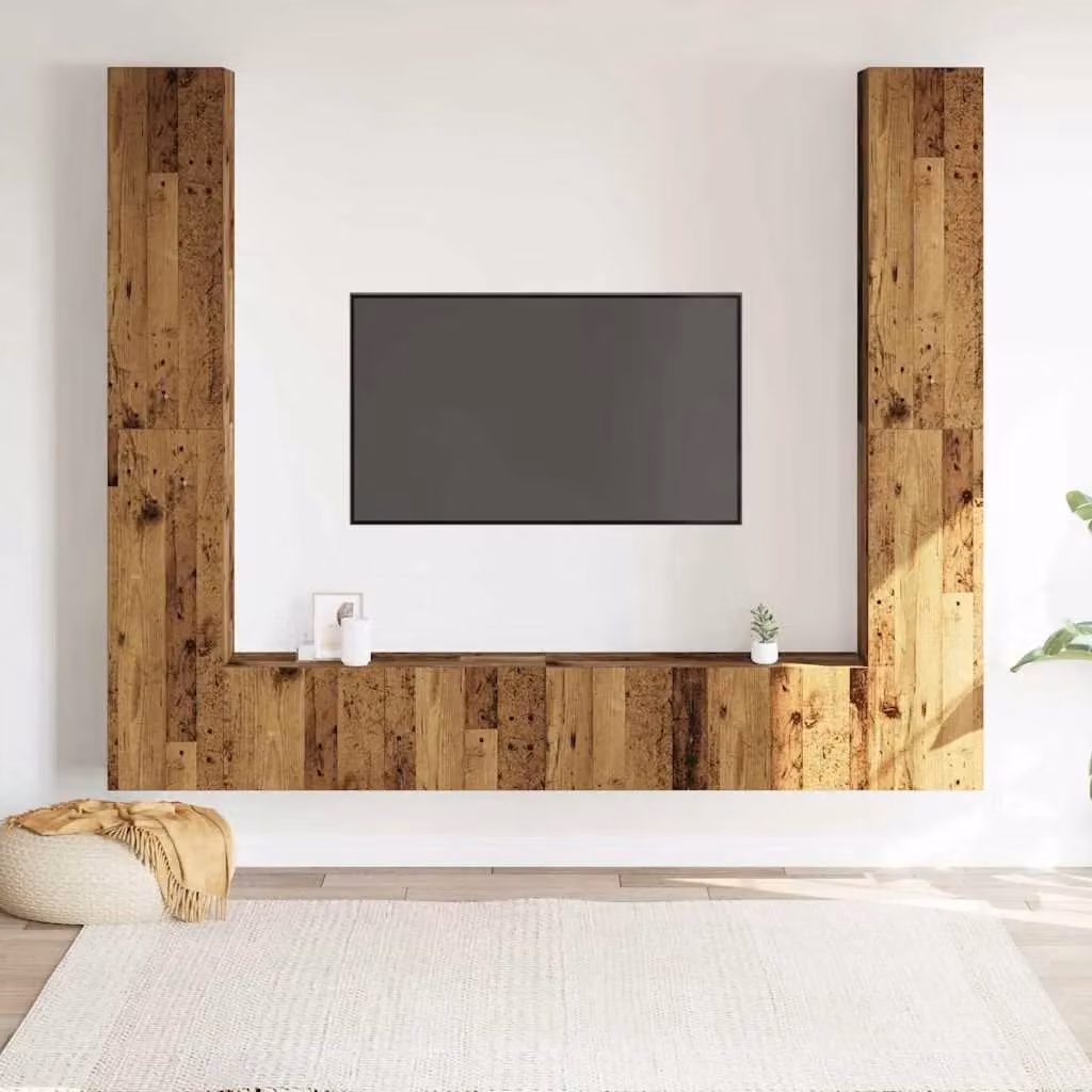 Berkfield Home 6-Piece Wall Mounted Modern TV Cabinet Set in Brown Old Wood Engineered Wood – 2